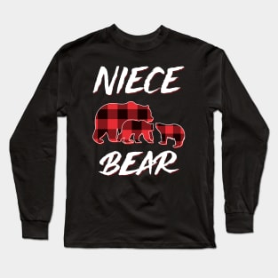 Niece Bear Red Plaid Christmas Pajama Matching Family Gift Long Sleeve T-Shirt